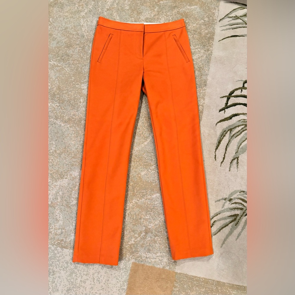Tory Burch Orange Tailored Ankle Pants Size 4 Slim Leg Cropped Career